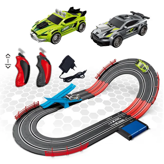 Pista de plástico con ranura para coche de carreras para niños y niñas, pista con Teeterboard, 1:43