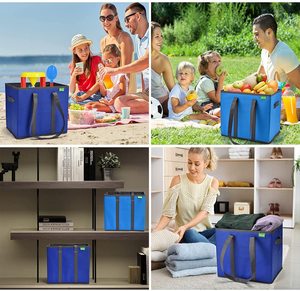 Caja de almacenamiento de carga pesada reutilizable, bolsa de compras de comestibles, contenedor de compras, bolsa de Picnic con impresión de logotipo personalizado - Product Image 6