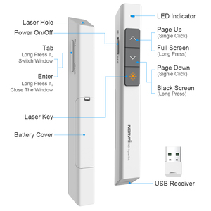 Puntatore Laser rosso penna puntatore Lazer, presentazione puntatore Laser USB Clicker presentatore Wireless per telecomando presentazione