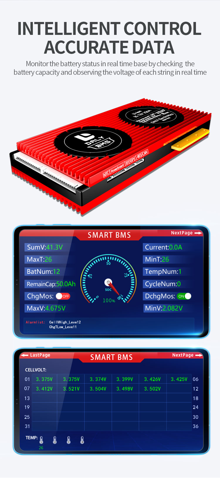 Daly 13s 14s 15s 16s 48v Lithium battery bms board 100a 200a 250a 16s smart bms 100amp 48v 16s smart bms lifepo4
