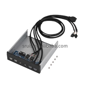 3.5&quot; Hub PC Floppy Bay <strong>19Pin</strong> to <strong>USB</strong> 3.0 2.0 HD Audio Front Panel HD Audio Connector 4 Port <strong>USB</strong> with Cable for Desktop - Product Image 3