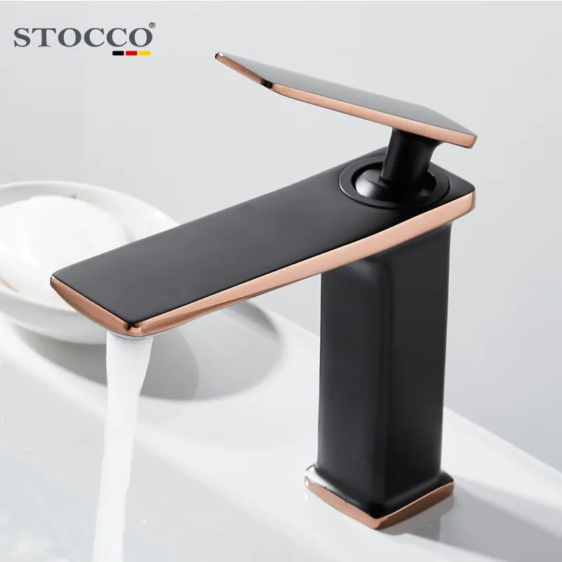Brass Black Gold Basin Faucet Bathroom Sink Faucets Hot Cold Water Mixer Crane Deck Mounted Single Handle Hole Bath Kitchen Tap