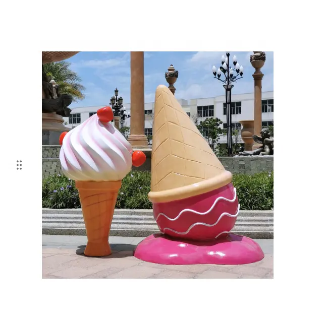 Theme Park Large Fiberglass Cone Ice Cream Sculpture Dessert Food Statue For Bar