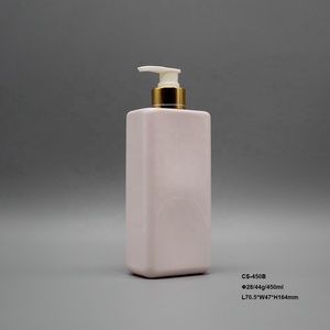 450ml rettangolo forma vuota colore rosa PET contenitori cosmetici di plastica della signora di imballaggio shampoo bottiglia e vaso con pompa di colore - Product Image 4