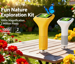 ของเล่นเพื่อการศึกษาสำหรับนักเรียนมัลติฟังก์ชั่นกล้องจุลทรรศน์มือถือขนาดเล็กของเล่นดิจิตอลแอลซีดีแบบพกพาไมโครสโคป8 LED - Product Image 1