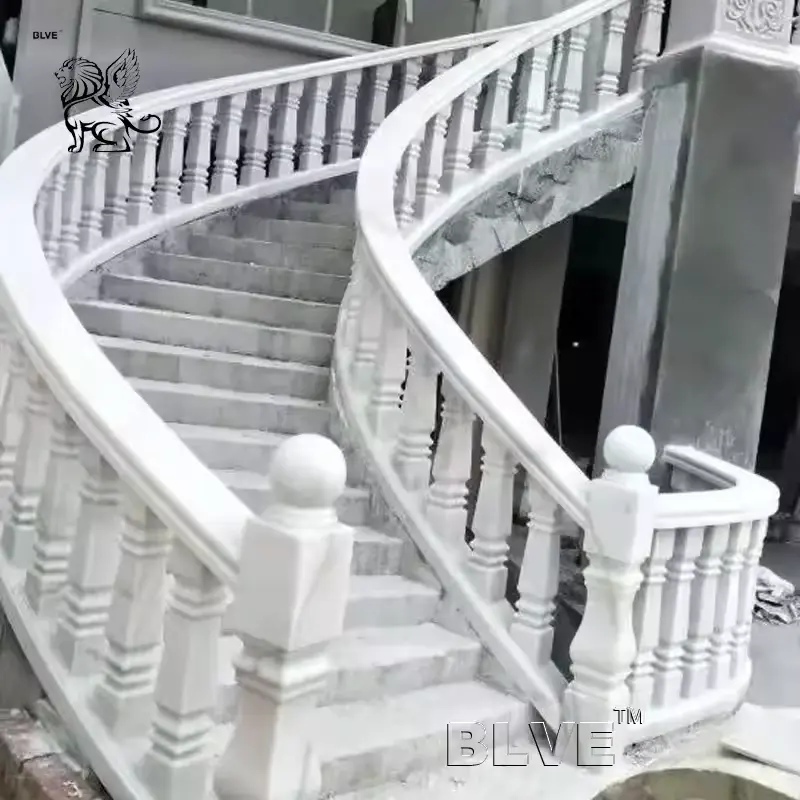 BLVE personalizza la decorazione della costruzione di una Villa moderna con ringhiere in pietra intagliata a mano occidentale corrimano in marmo bianco