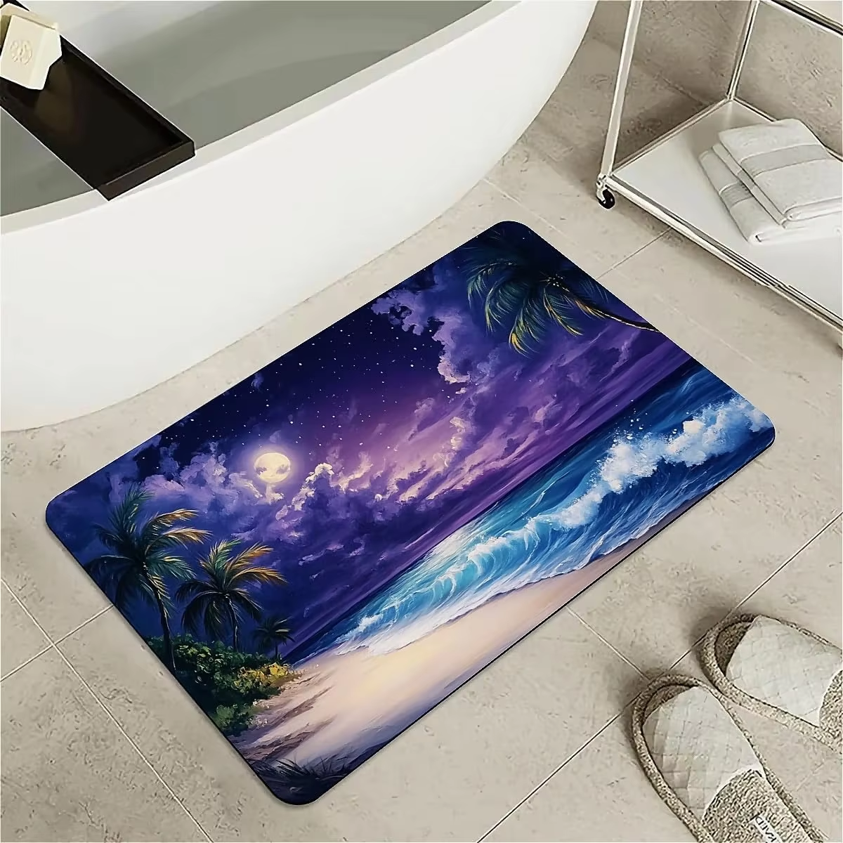 Beach at purple night