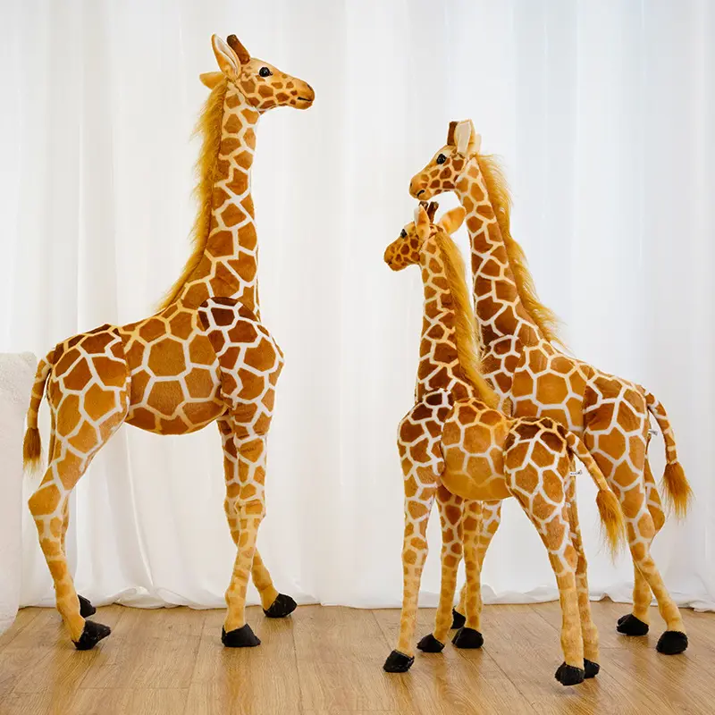 Simulado Soft Stuffed Animal Soft Girafa Africano Plush Educacional Apaziguante Toy Decoração do feriado Gift Mascote Para Zoo Park