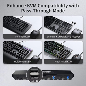 TESmart USB 3.0显示端口 + HDMI KVM交换机2监视器2台电脑4K @ 60hz双监视器KVM交换机2端口视频切换器 - Product Image 5