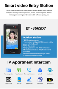Bcom 4-Wire WIFI Video <strong>Intercom</strong> <strong>System</strong> 7 Inch Smart Door Phone with Color <strong>Camera</strong> 2.4GHz Memory Card <strong>Monitoring</strong> Function - Product Image 2