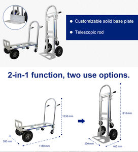 Uni-Silent 250kg Heavy Duty 2-em-1 plataforma dobrável vagão mão caminhão ferramentas de aço industriais carrinho dobrável carrinho FHT250A - Product Image 3