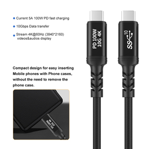 2025新设计Usb3.1 C至C电缆PD100W 4k显示器C型Usb电缆最大10Gbps - Product Image 5