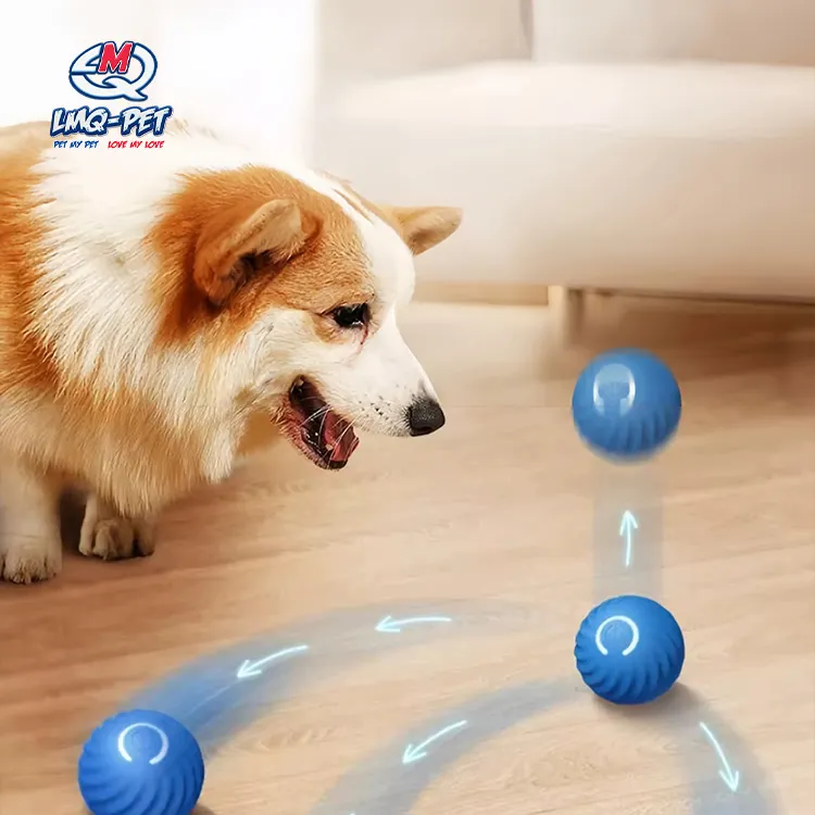 Mainan bola kucing bergulir anjing interaktif bola lompat gravitasi Mainan Gigit anjing TPR tahan lama elektrik