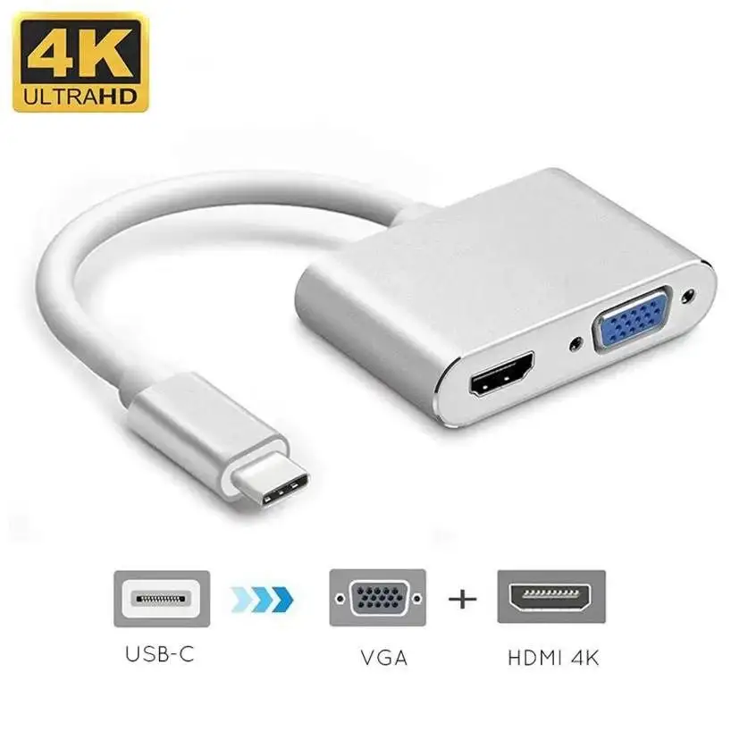 HUB 4K USB 3.0 Loại C USB C Sang HD-MI Bộ Chuyển Đổi VGA Cho Samsung Galaxy HUAWEI