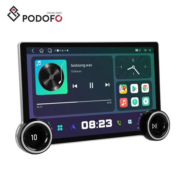Podofo-Autoradio stéréo Android 11.8 pouces, 6 + 128G/4 + 64G 2K QLED 8 cœurs Carplay Android Auto GPS 4G Wifi DSP haute résolution OBD2 DAB + OEM