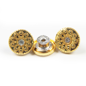 Luxury Alloy Snap Button Flower <strong>Pattern</strong> Diamond Studded 17Mm Gold Jeans Button and <strong>Rivets</strong> for Clothes - Product Image 4