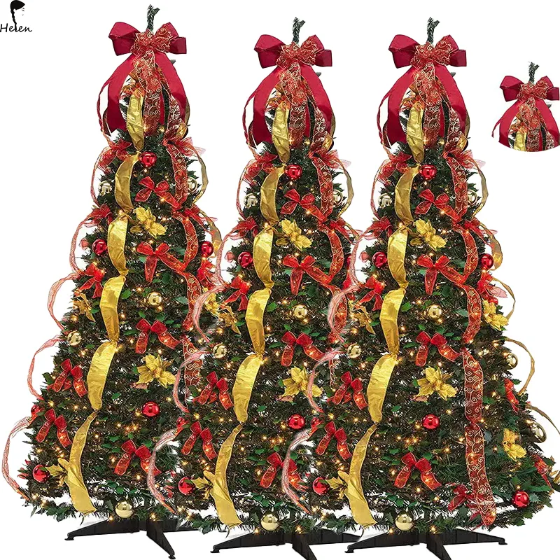 أشجار عيد الميلاد ذات جودة عالية والأكثر مبيعًا لولبية قابلة للطي وقابلة للتمدد تستخدم لتزيين عيد الميلاد وزينة المركز التجاري