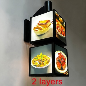 Hai lớp xoay dẫn hộp Đèn cửa hàng mặt tiền bên treo tường hiển thị cho phục vụ các món ăn và <span class=keywords><strong>menu</strong></span> biển quảng cáo cửa biển hiệu - Product Image 5