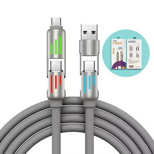 สายชาร์จซิงค์อัลลอยหลายยูเอสบี4อิน1สายชาร์จเร็ว2อิน2ชนิดซิลิโคน C 240W สำหรับโทรศัพท์มือถือ - Product Image 2