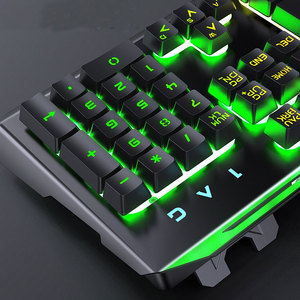 Teclado luminoso para ordenador de escritorio, accesorio de tallado plateado V2, sensación mecánica, con cable para juegos