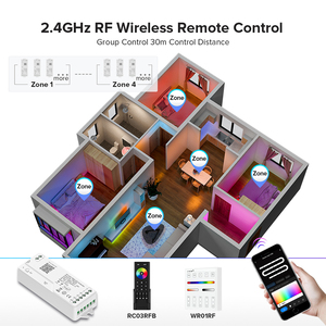 Оптовая продажа, заводская цена, приложение, голосовой 2,4G, Радиочастотный пульт дистанционного управления, RGBWIC TUYA Rgbic SPI, светодиодный контроллер Wi-Fi - Product Image 5