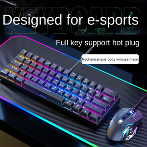 Ventas calientes Teclado para juegos con cable blanco Ratón Combo RGB Teclado mecánico retroiluminado Función de oficina Computadora portátil