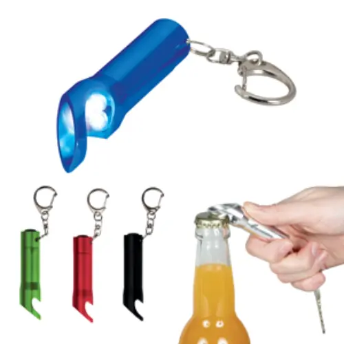 Lampe de poche 3 LED porte-clés 3 en 1 en métal porte-clés torche et ouvre-bouteille porte-clés avec ouvre-bouteille pour les entreprises