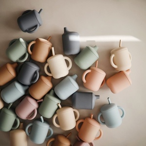 Custom Accept Home Use Reusable Silicone Toddler Training <strong>Cup</strong> with Straw Lid with Two Handles Baby <strong>Open</strong> <strong>Cup</strong> for Drinking - Product Image 2