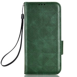 三角形图案翻盖钱包手机套，一加10 Pro 5g，带表带聚氨酯皮革手机套 - Product Image 2