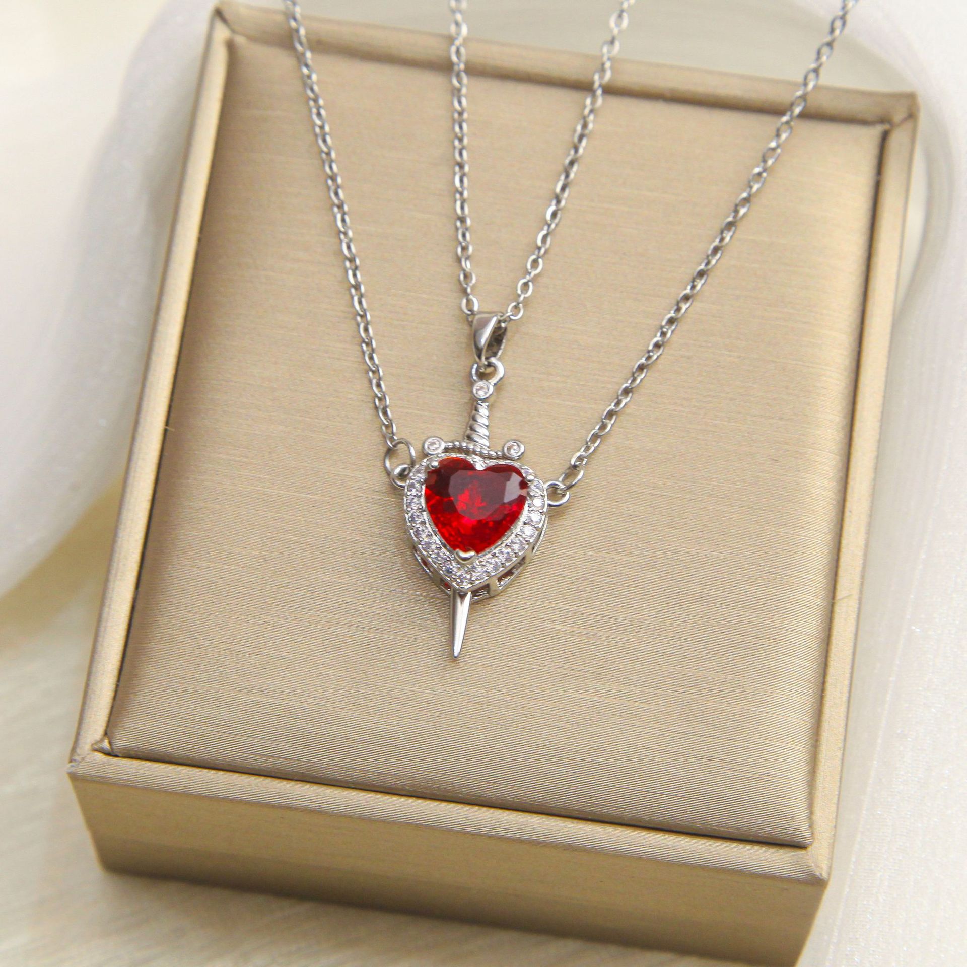 Red Zircon Copper Pendant