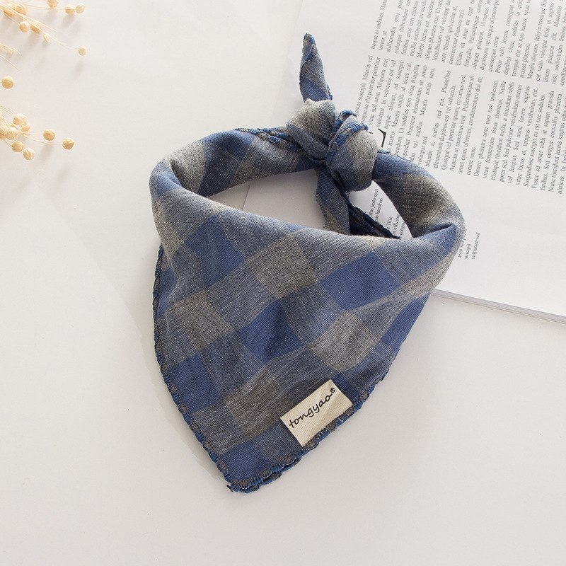 Grand plaid gris bleu