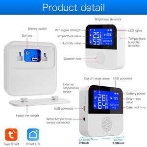 Sensor de temperatura y humedad inalámbrico, pantalla LCD, Monitor de humedad para interiores para Smart Home, soporte SmartLife, asistente de Alexa y Google - Product Image 3