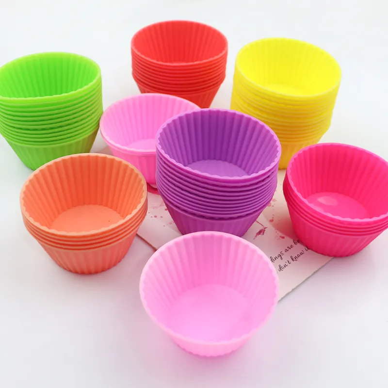 167/1140 stock de fábrica reutilizable estándar colorido tazas de silicona para hornear Muffin y Cupcake taza de silicona para hornear molde de pastel de silicona