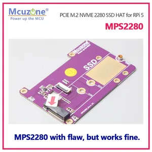 MPS2280 /MPS2242 con difetto, ma funziona bene. Raspberry Pi 5 PCIE a M.2 NVME SSD cappello personalizzato - Product Image 2