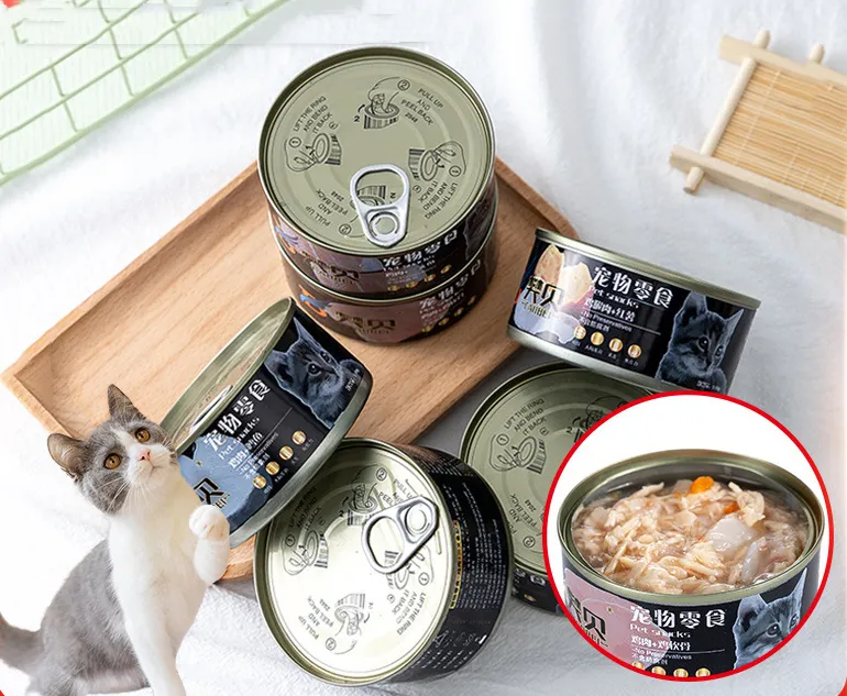 Atacado de calcio fresco e aumento de gordura sopa de carne de gato comida úmida enlatada lanches para gatos podem ser personalizados