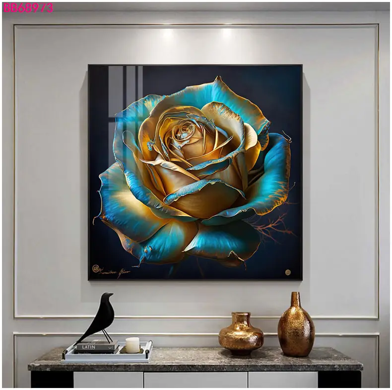 バラの豪華な抽象的な壁の芸術の花の写真とプリントギフトとしてリビングルームの家の装飾のためのキャンバスの絵画