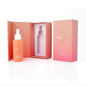 Lüks saç uçucu yağ damlalık pembe 30ml 50ml 60ml 100ml 150ml boş cam kozmetik nemlendirici bronzlaşma yağ şişesi kutusu ile - Product Image 3