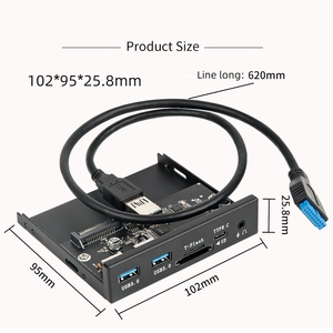 4 puertos USB 3,0 Unidad de disquete de 3,5 pulgadas Panel de expansión frontal Hub USB C SD/TF Salida de audio y entrada de micrófono para escritorio