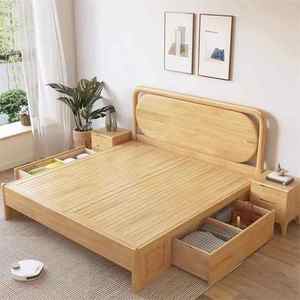 Modern tasarım katı çam ahşap çekmeceli karyola iskeleti yatak odası için düşük fiyata çok fonksiyonlu depolama fabrika satış - Product Image 2