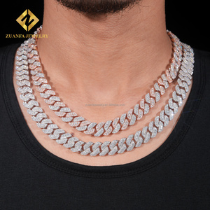 En çok satan 13mm iki satır iki ton renk buzlu Out Hip Hop rapçi takı GRA sertifikaları kutusu toka Moissanite küba bağlantı zinciri - Product Image 1