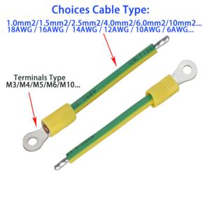 Özel 1mm 1.5mm2 sarı yeşil topraklama kablo tel düzeneği yalıtımlı halka tipi terminaller M3 M4 <span class=keywords><strong>M5</strong></span> M6 elektronik kablolama için