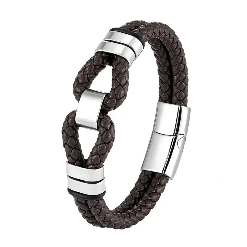 Best Wholesale Websites Guy Mens Rope Casting Clasp Stainless Steel Leather bracelet Design