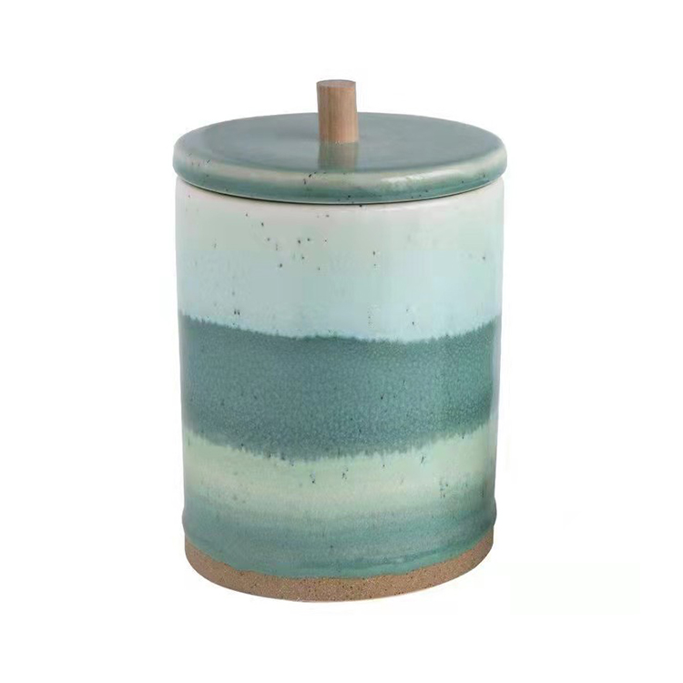Ceramic Canister Set With Air-sealed Bamboo Lids Storage Bottles
