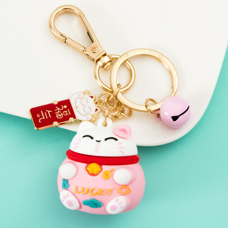 F แมวโชคดีขนาดใหญ่ + สีชมพูโชคดี