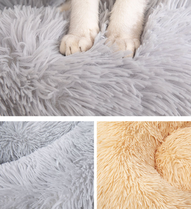 Yuvarlak Donut kedi ve köpek yastık yatak yıkanabilir küçük Pet yatak sakinleştirici Anti anksiyete yuvarlak kabarık Cosy kedi yatak - Product Image 3