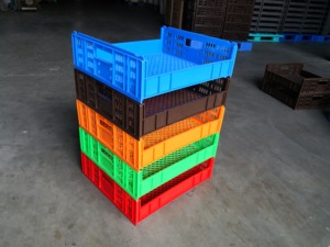 Caja móvil apilable de plástico HDPE de uso alimenticio, caja de almacenamiento apilable para pan, transporte de plástico pequeño y plegable - Product Image 3