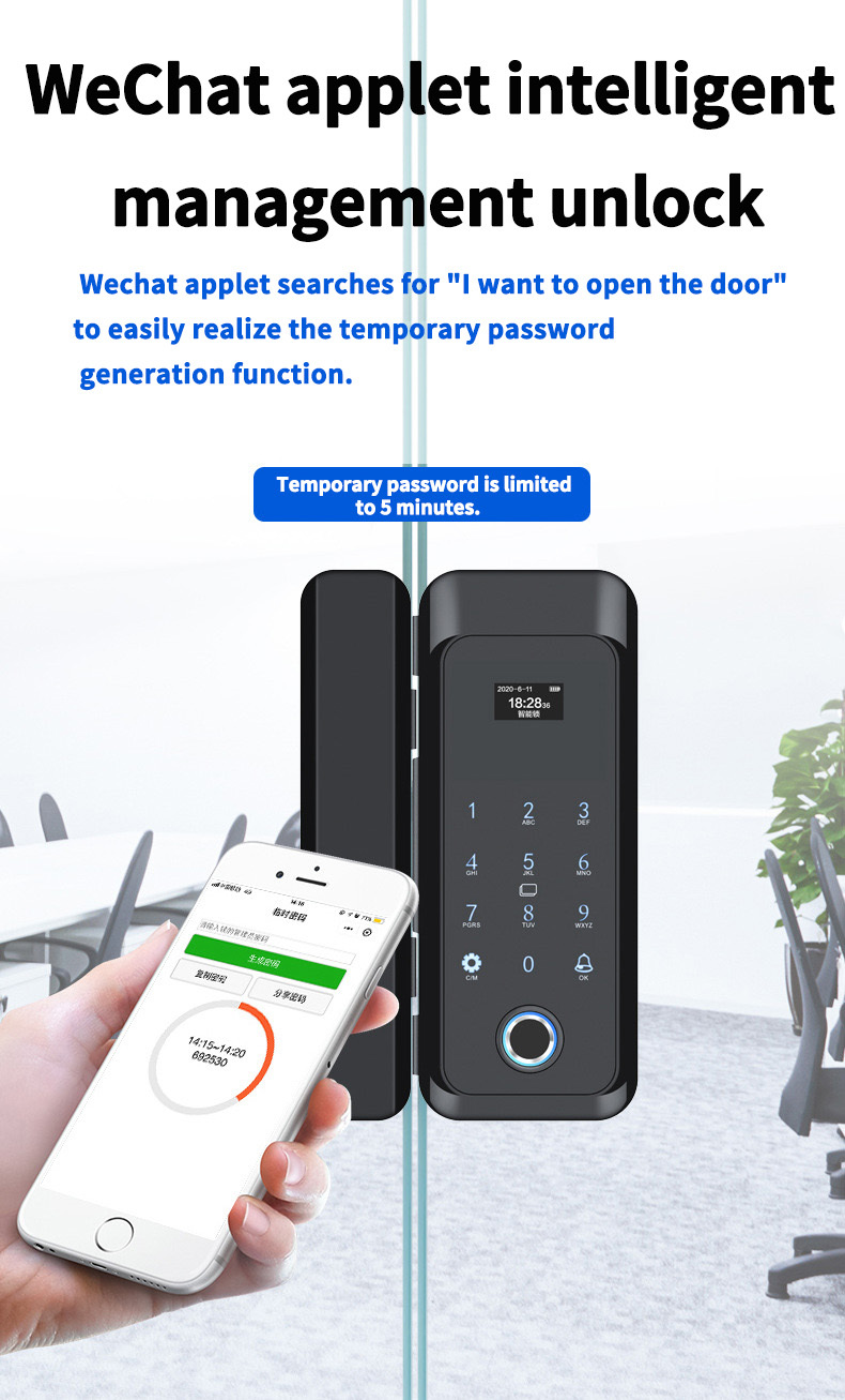Smart safety door lock guangdong refers to high-definition color screen remote control applet Mechanical key Multi-function lock