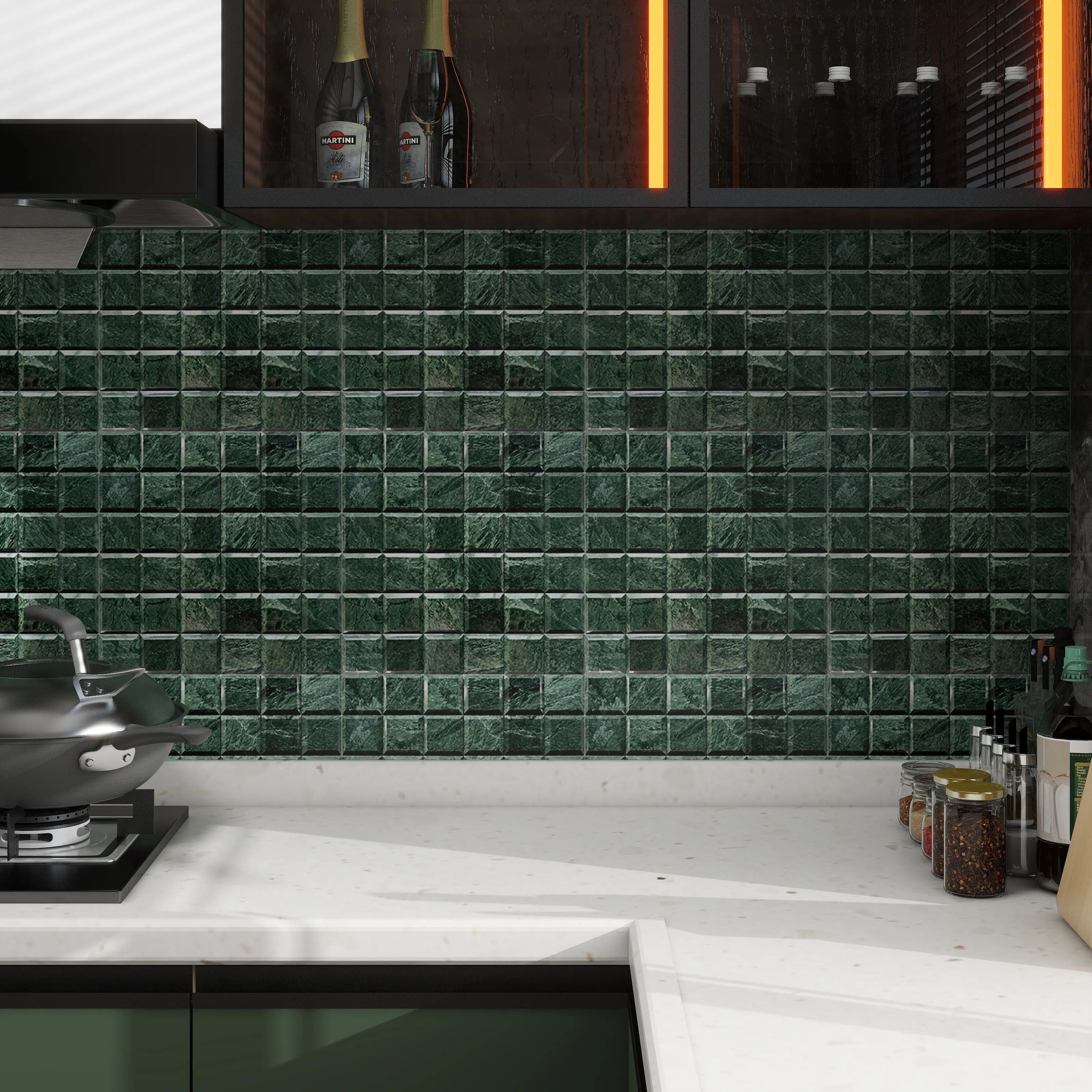 Azulejos de piso em mosaico de mármore verde Kewent Cerâmica de boa qualidade