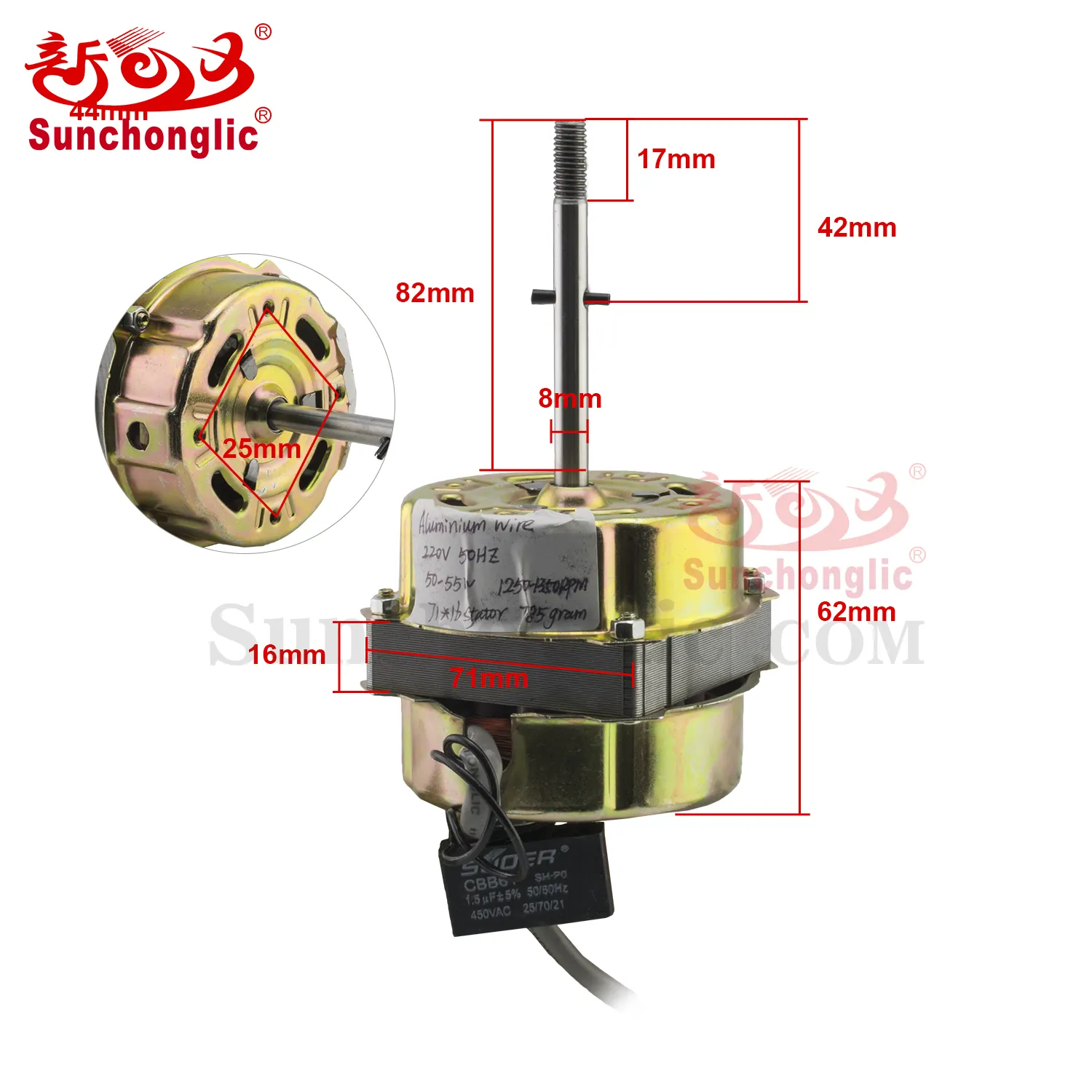 Sunchonglic harga motor kipas mesin 16 inci 45w 220v suku cadang kipas motor kipas meja motor grosir terlaris di Bangladesh