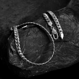 S925 Sterling Silber Italienische flache Form Schlangen kette Halskette Herren Muster Peitsche Kette Kuba Kette HipHop Punk Schmuck